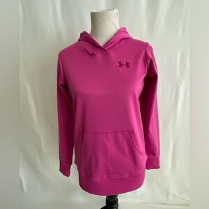 UNDER ARMOUR Hoodie Women’s SMALL Pink Fleece Kangaroo Pocket Long Sleeve